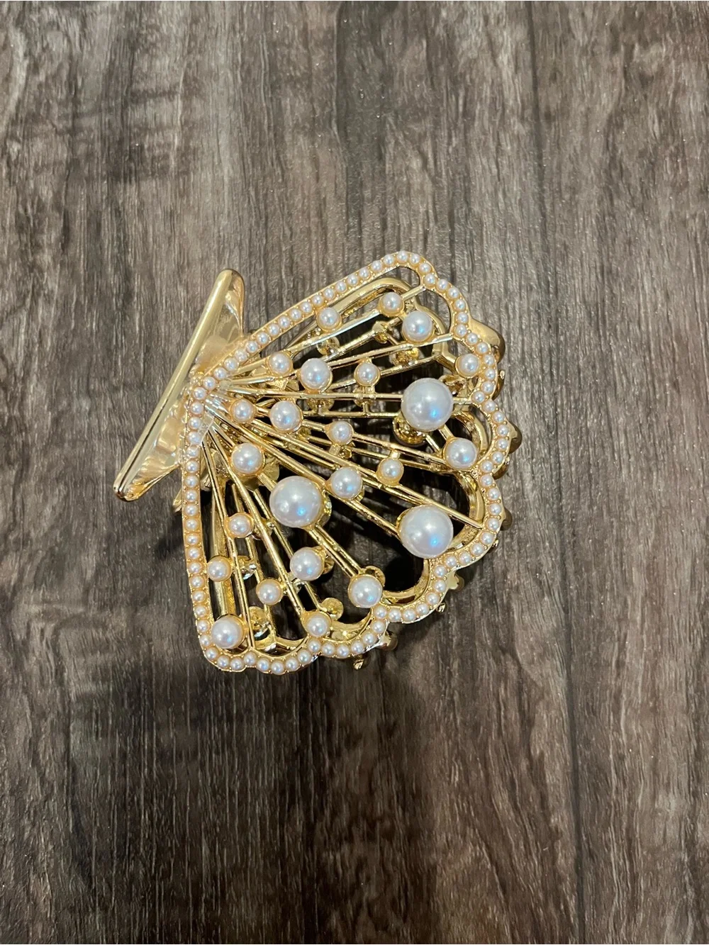 Bundle claw clip and headband seashell w/ charms gold